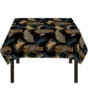 Vintage Tropical Tiger Pattern Print Tablecloth Kitchen Home Decor