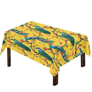 Vintage Watercolor Peacock Print Tablecloth Kitchen Home Decor