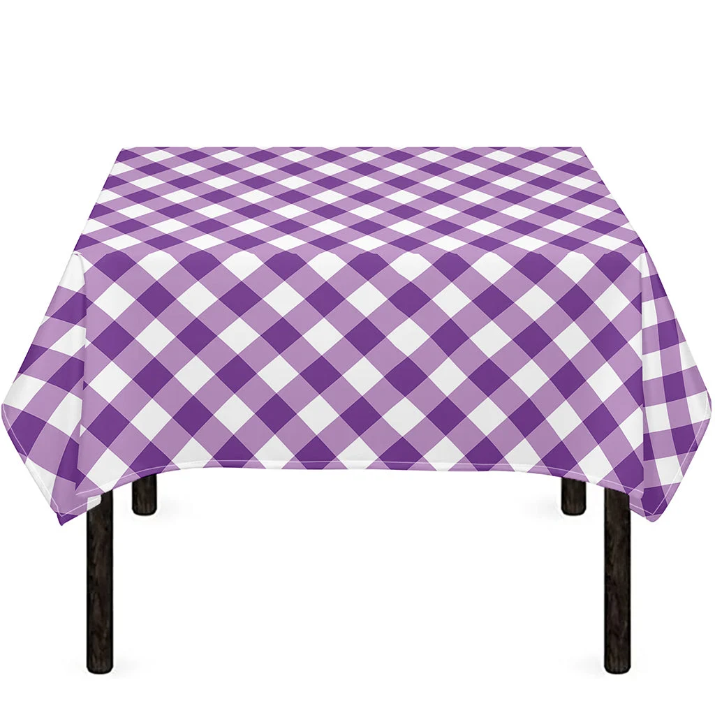 Violet And White Gingham Pattern Print Tablecloth Kitchen Home Decor Violet And White Gingham Pattern Print Tablecloth Kitchen Home Decor