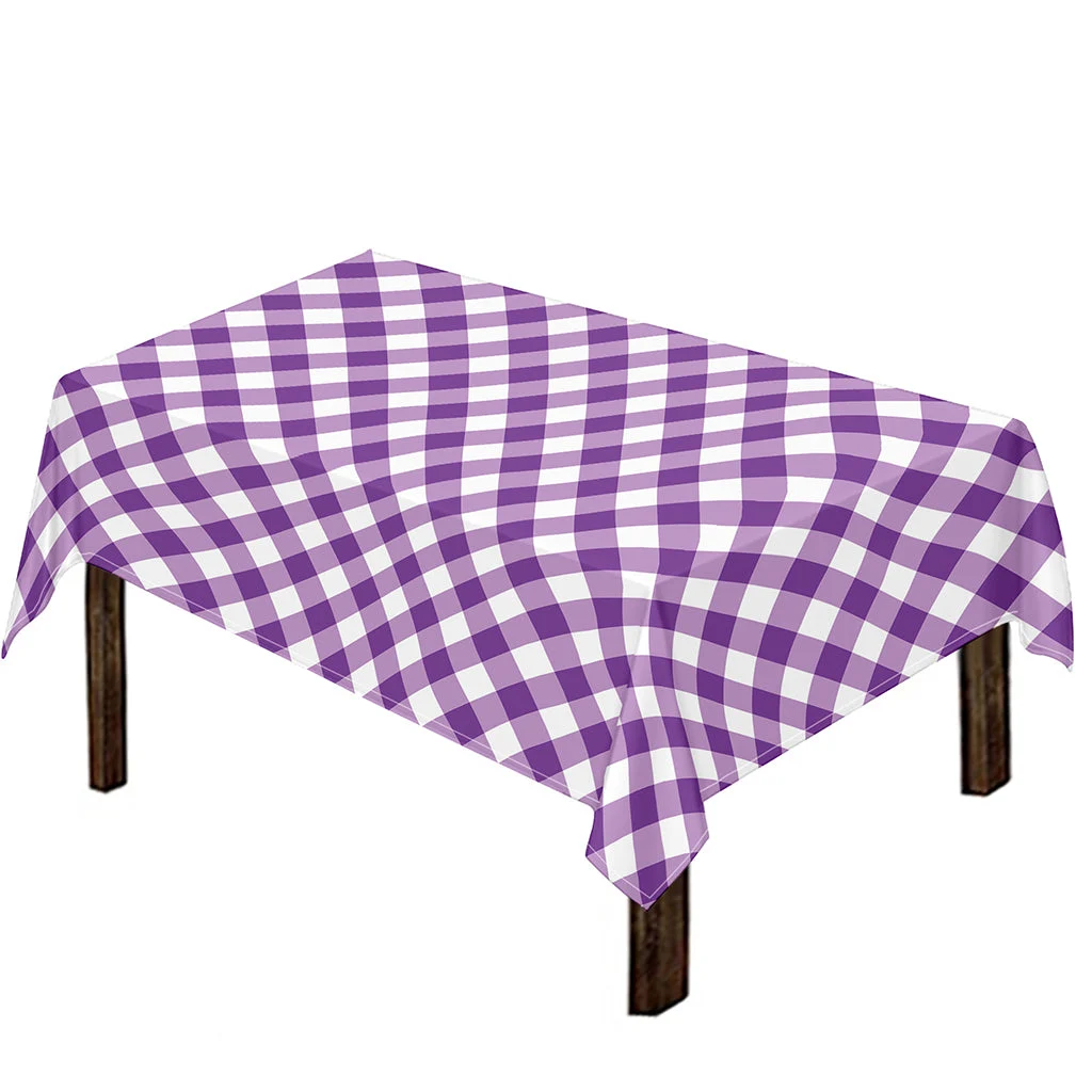 Violet And White Gingham Pattern Print Tablecloth Kitchen Home Decor Violet And White Gingham Pattern Print Tablecloth Kitchen Home Decor