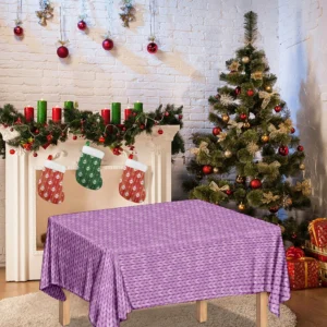 Violet Knitted Pattern Print Tablecloth Kitchen Home Decor