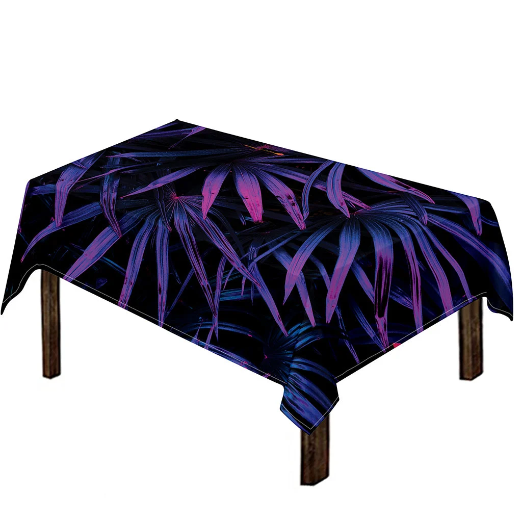 Violet Tropical Leaves Print Tablecloth Kitchen Home Decor Violet Tropical Leaves Print Tablecloth Kitchen Home Decor