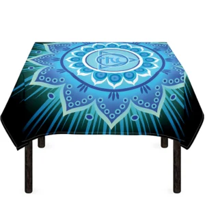 Vishuddha Chakra Mandala Print Tablecloth Kitchen Home Decor
