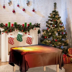 Volcano Eruption Print Tablecloth Kitchen Home Decor