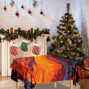 Volcano Lava Print Tablecloth Kitchen Home Decor