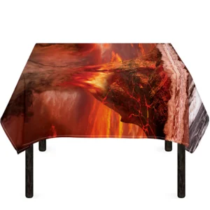 Volcano On The Sea Print Tablecloth Kitchen Home Decor