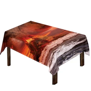 Volcano On The Sea Print Tablecloth Kitchen Home Decor