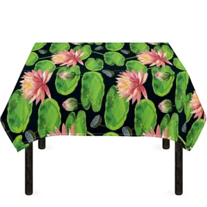 Water Lily Flower Pattern Print Tablecloth Kitchen Home Decor