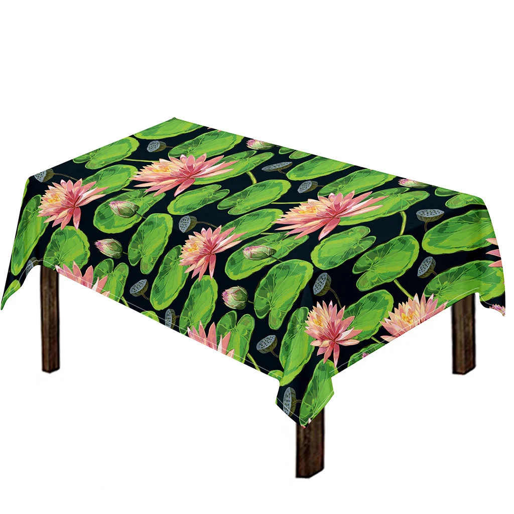 Water Lily Flower Pattern Print Tablecloth Kitchen Home Decor Water Lily Flower Pattern Print Tablecloth Kitchen Home Decor