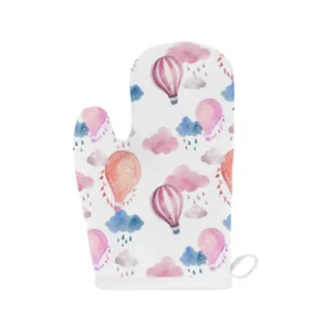 Watercolor Air Balloon Cloud Pattern Heat Resistant Oven Mitts Pot Holders Set