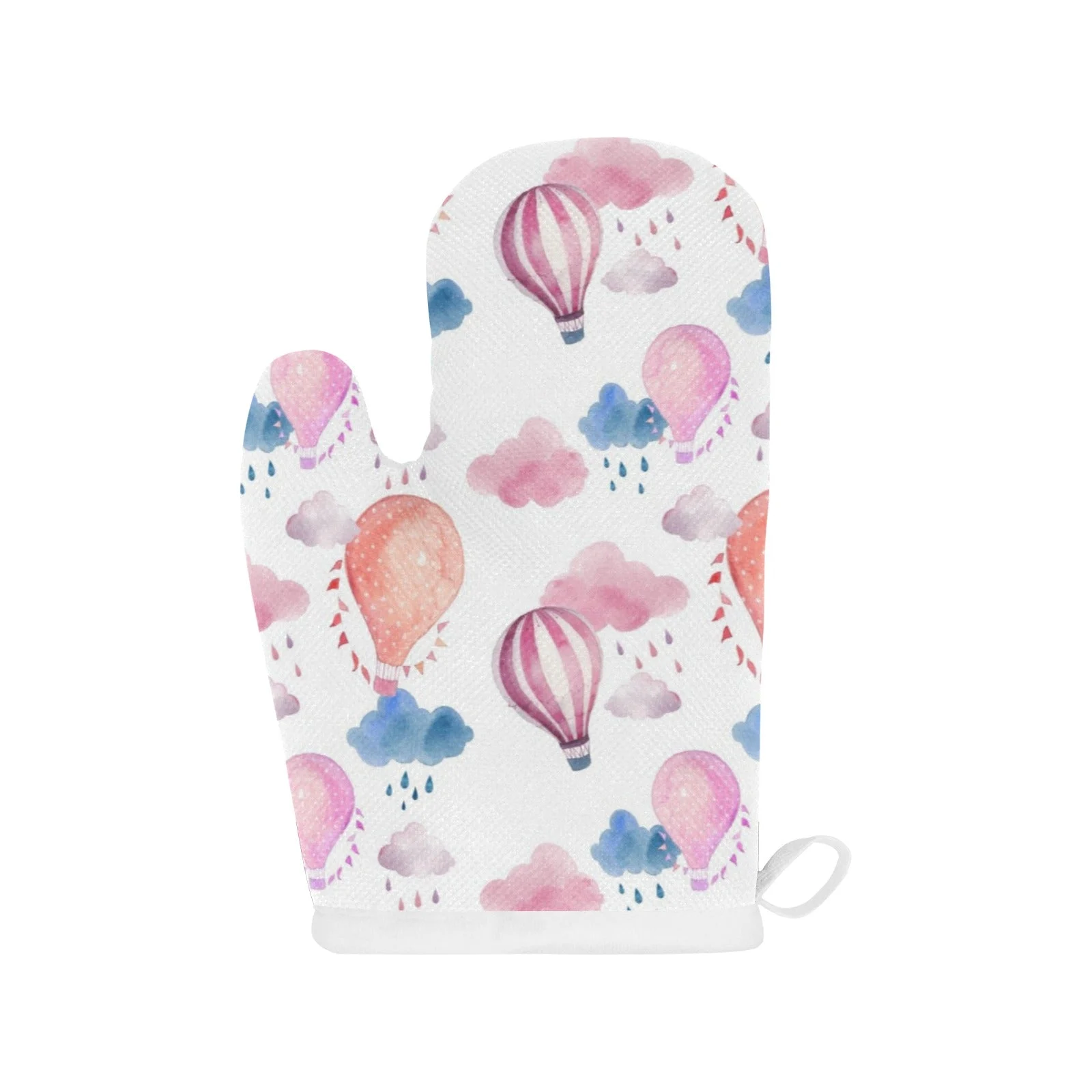 Watercolor Air Balloon Cloud Pattern Heat Resistant Oven Mitts Pot Holders Set Watercolor Air Balloon Cloud Pattern Heat Resistant Oven Mitts Pot Holders Set