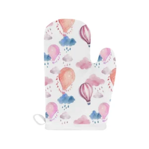Watercolor Air Balloon Cloud Pattern Heat Resistant Oven Mitts Pot Holders Set