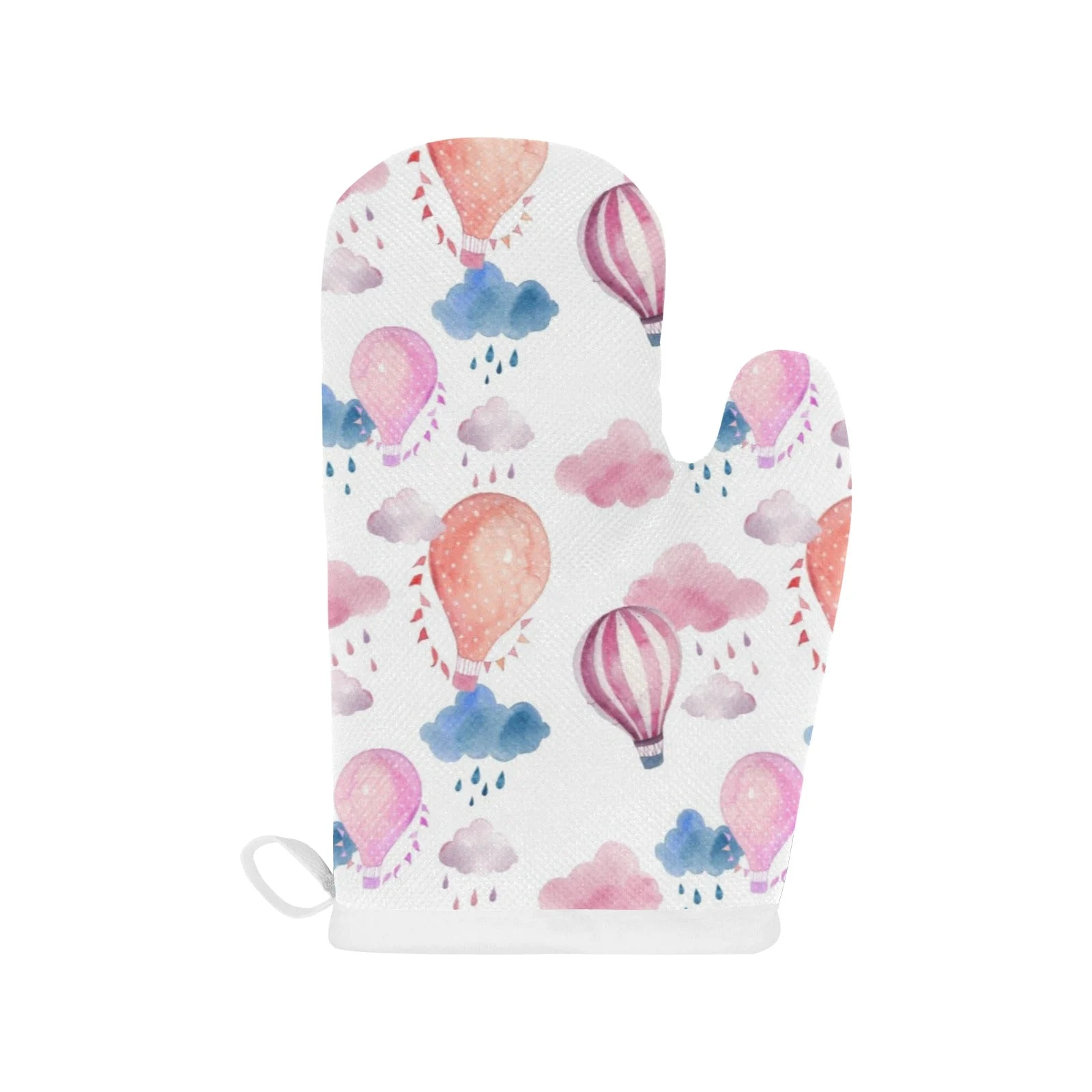 Watercolor Air Balloon Cloud Pattern Heat Resistant Oven Mitts Pot Holders Set Watercolor Air Balloon Cloud Pattern Heat Resistant Oven Mitts Pot Holders Set