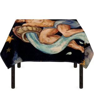 Watercolor Aquarius Zodiac Sign Print Tablecloth Kitchen Home Decor