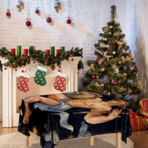 Watercolor Aquarius Zodiac Sign Print Tablecloth Kitchen Home Decor