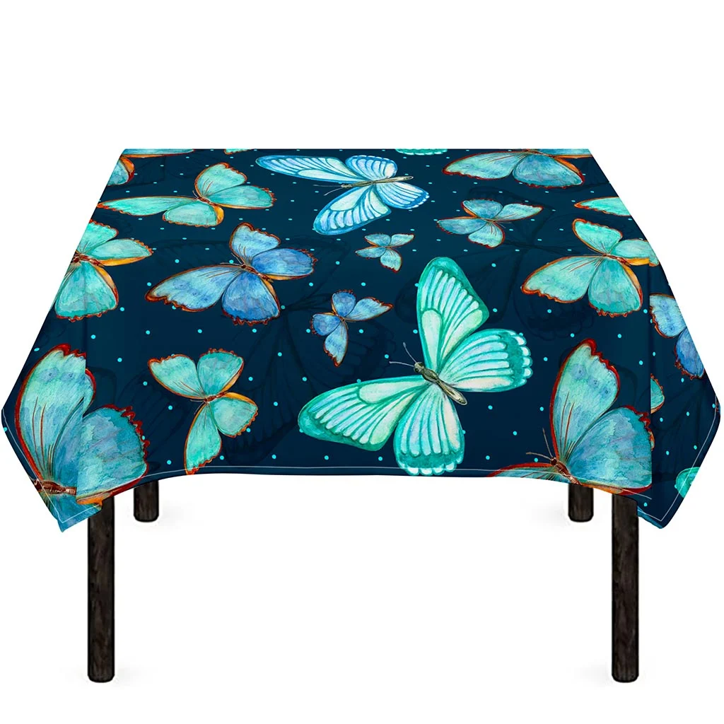 Watercolor Blue Butterfly Pattern Print Tablecloth Kitchen Home Decor Watercolor Blue Butterfly Pattern Print Tablecloth Kitchen Home Decor