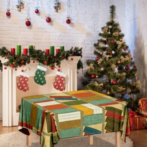 Watercolor Bookshelf Pattern Print Tablecloth Kitchen Home Decor