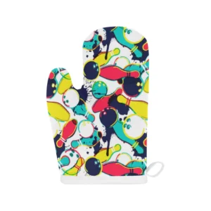 Watercolor Bowling Ball Pins Heat Resistant Oven Mitts Pot Holders Set