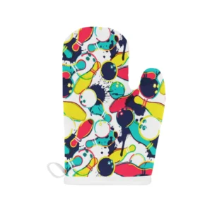 Watercolor Bowling Ball Pins Heat Resistant Oven Mitts Pot Holders Set