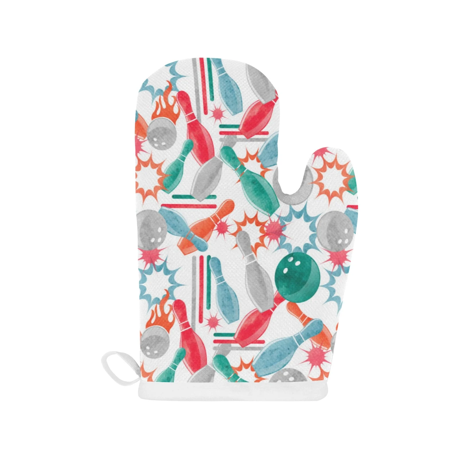 Watercolor Bowling Pattern Heat Resistant Oven Mitts Pot Holders Set Watercolor Bowling Pattern Heat Resistant Oven Mitts Pot Holders Set