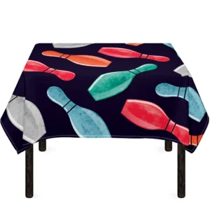 Watercolor Bowling Pins Pattern Print Tablecloth Kitchen Home Decor