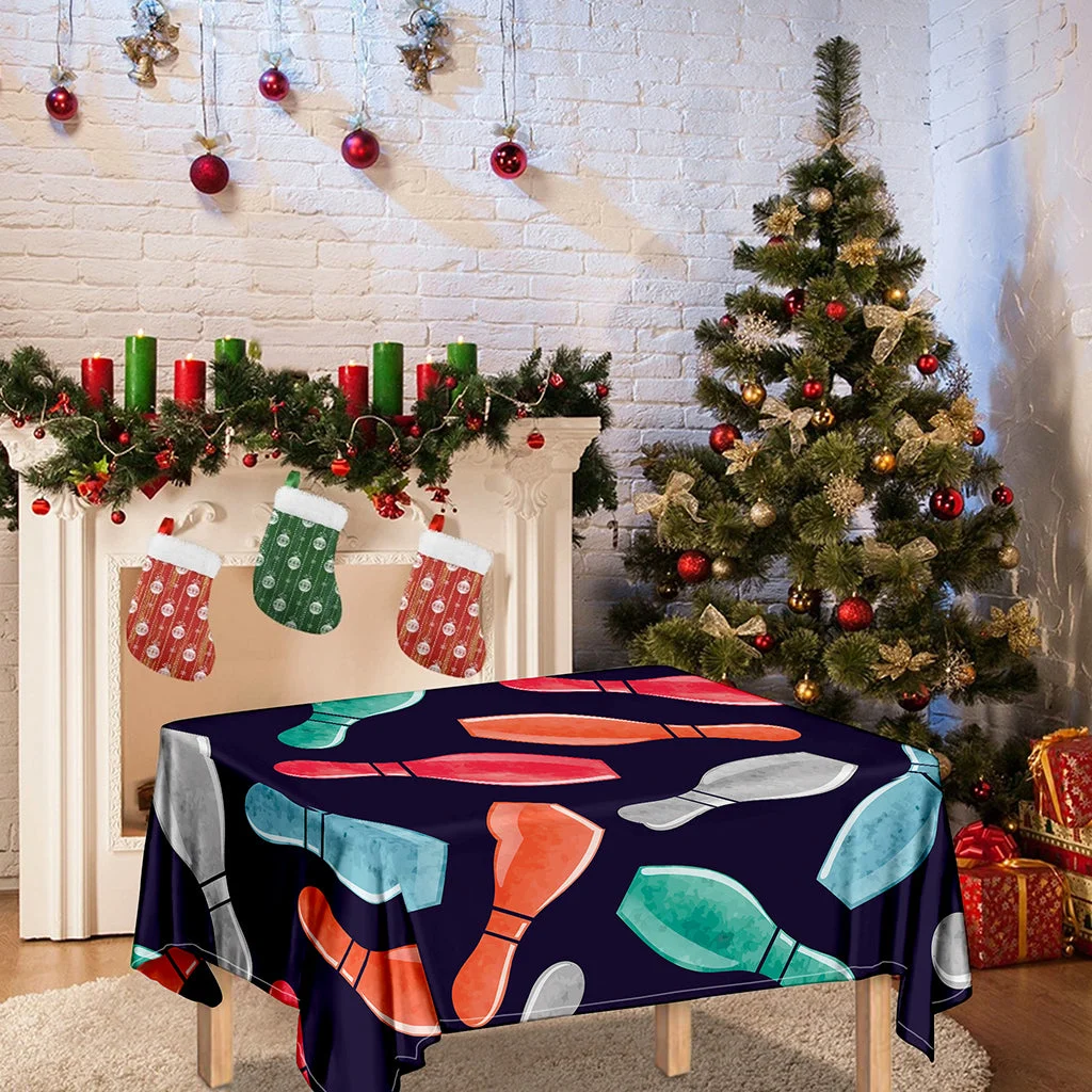 Watercolor Bowling Pins Pattern Print Tablecloth Kitchen Home Decor Watercolor Bowling Pins Pattern Print Tablecloth Kitchen Home Decor