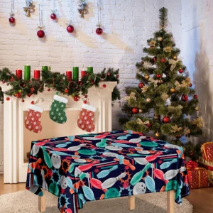 Watercolor Bowling Theme Pattern Print Tablecloth Kitchen Home Decor