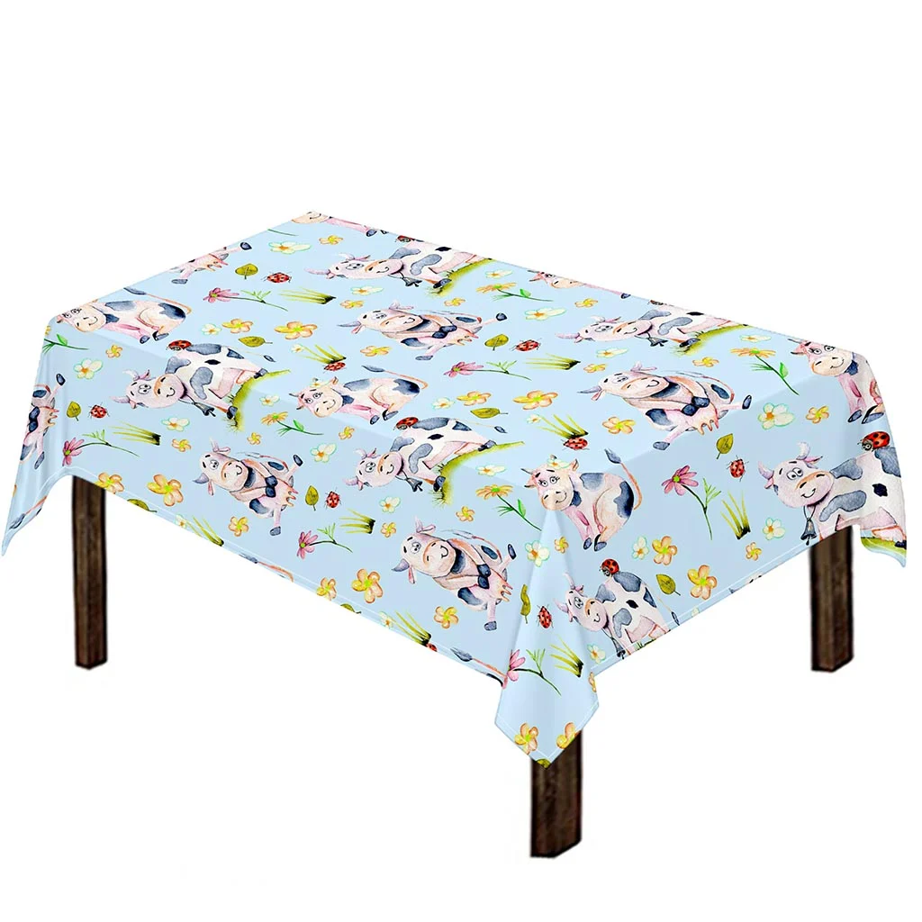 Watercolor Cartoon Cow Pattern Print Tablecloth Kitchen Home Decor Watercolor Cartoon Cow Pattern Print Tablecloth Kitchen Home Decor