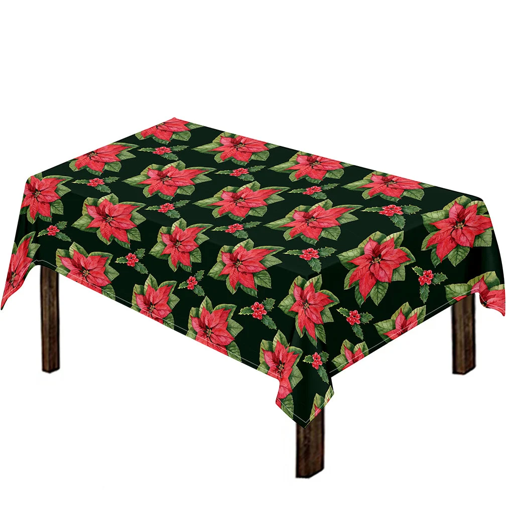 Watercolor Christmas Poinsettia Print Tablecloth Kitchen Home Decor Watercolor Christmas Poinsettia Print Tablecloth Kitchen Home Decor