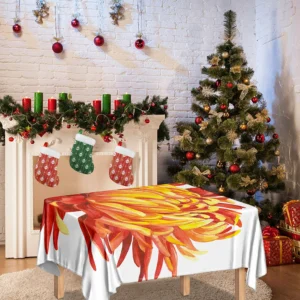 Watercolor Chrysanthemum Print Tablecloth Kitchen Home Decor
