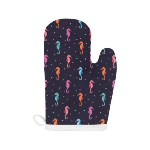 Watercolor Colorful Seahorse Pattern Heat Resistant Oven Mitts Pot Holders Set