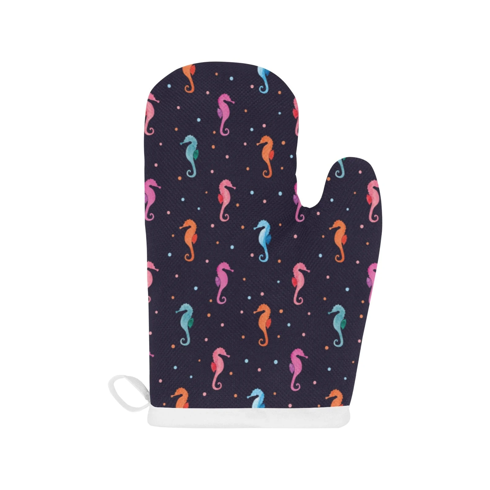 Watercolor Colorful Seahorse Pattern Heat Resistant Oven Mitts Pot Holders Set Watercolor Colorful Seahorse Pattern Heat Resistant Oven Mitts Pot Holders Set