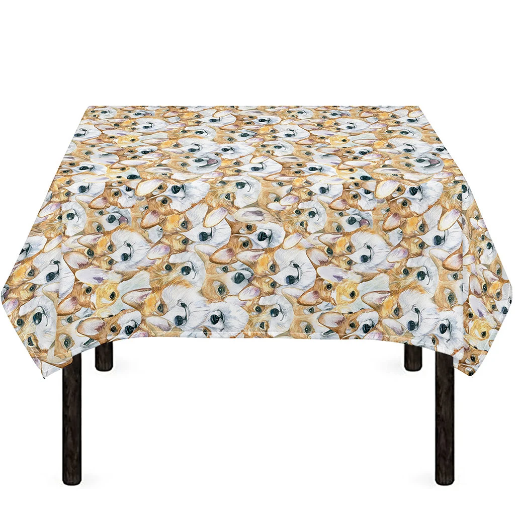 Watercolor Corgi Pattern Print Tablecloth Kitchen Home Decor Watercolor Corgi Pattern Print Tablecloth Kitchen Home Decor