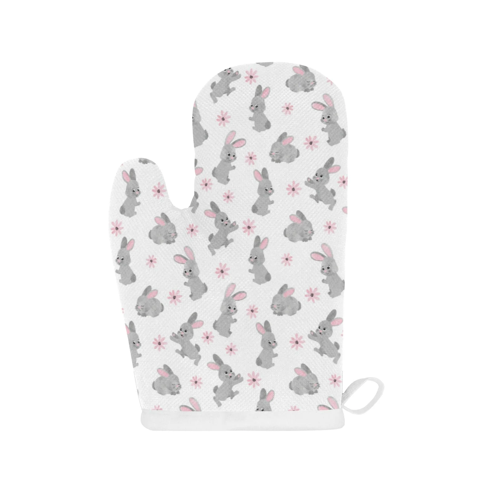 Watercolor Cute Rabbit Pattern Heat Resistant Oven Mitts Pot Holders Set Watercolor Cute Rabbit Pattern Heat Resistant Oven Mitts Pot Holders Set