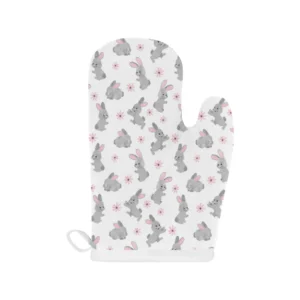 Watercolor Cute Rabbit Pattern Heat Resistant Oven Mitts Pot Holders Set