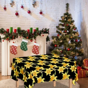 Watercolor Daffodil Flower Pattern Print Tablecloth Kitchen Home Decor