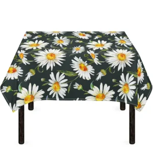 Watercolor Daisy Flower Pattern Print Tablecloth Kitchen Home Decor