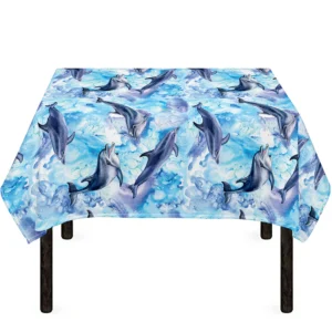 Watercolor Dolphin In The Sea Print Tablecloth Kitchen Home Decor