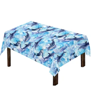 Watercolor Dolphin In The Sea Print Tablecloth Kitchen Home Decor