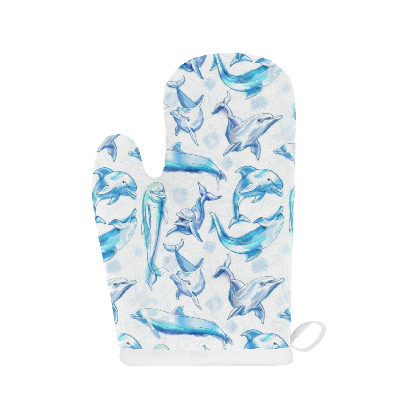 Watercolor Dolphin Pattern Heat Resistant Oven Mitts Pot Holders Set Watercolor Dolphin Pattern Heat Resistant Oven Mitts Pot Holders Set