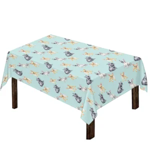 Watercolor French Bulldog Pattern Print Tablecloth Kitchen Home Decor