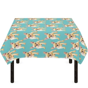 Watercolor French Bulldog Puppy Print Tablecloth Kitchen Home Decor