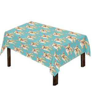 Watercolor French Bulldog Puppy Print Tablecloth Kitchen Home Decor