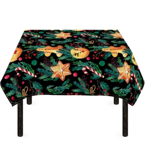 Watercolor Gingerbread Pattern Print Tablecloth Kitchen Home Decor
