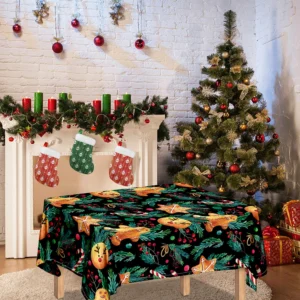 Watercolor Gingerbread Pattern Print Tablecloth Kitchen Home Decor