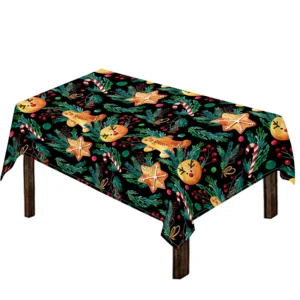 Watercolor Gingerbread Pattern Print Tablecloth Kitchen Home Decor