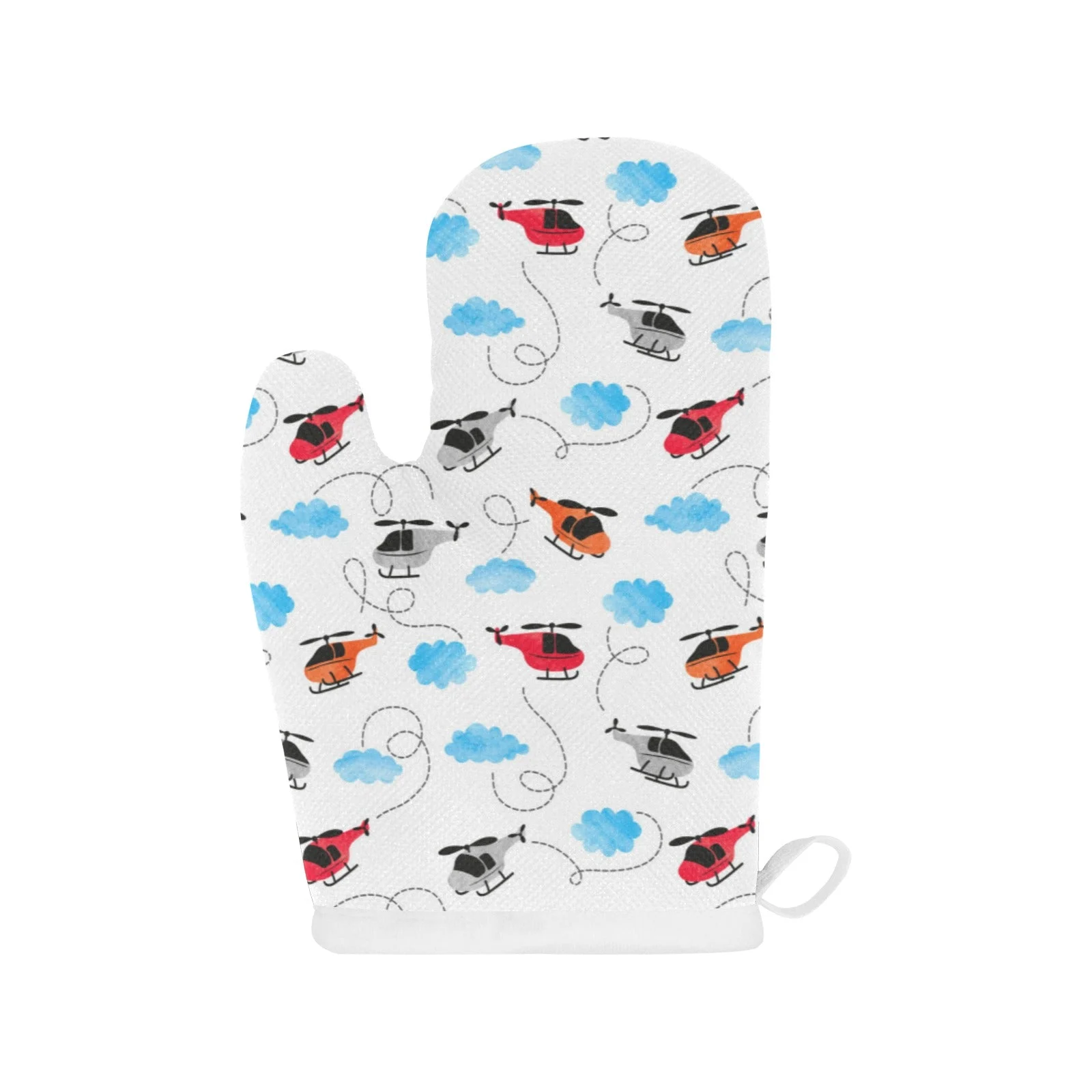 Watercolor Helicopter Cloud Pattern Heat Resistant Oven Mitts Pot Holders Set Watercolor Helicopter Cloud Pattern Heat Resistant Oven Mitts Pot Holders Set