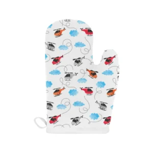 Watercolor Helicopter Cloud Pattern Heat Resistant Oven Mitts Pot Holders Set