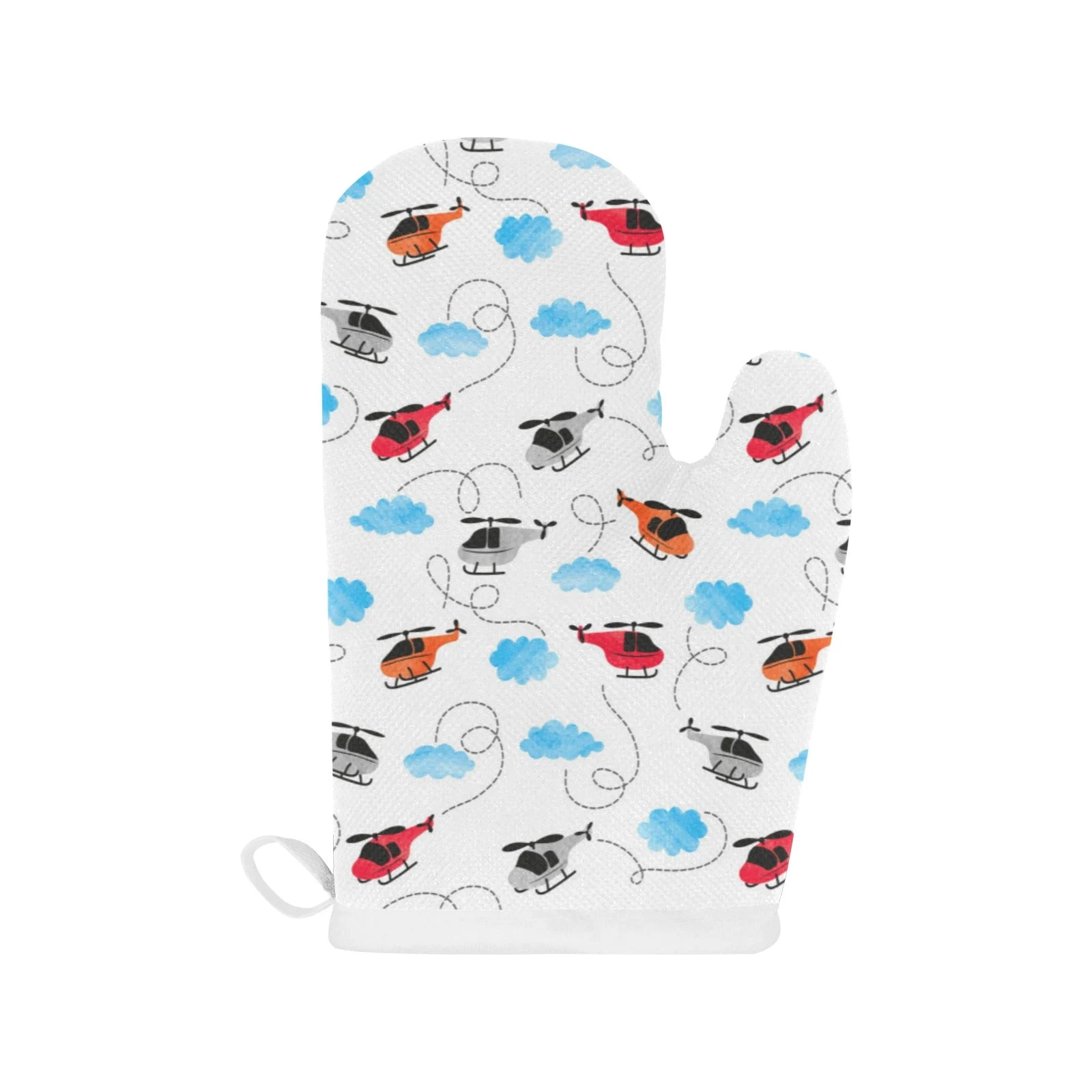 Watercolor Helicopter Cloud Pattern Heat Resistant Oven Mitts Pot Holders Set Watercolor Helicopter Cloud Pattern Heat Resistant Oven Mitts Pot Holders Set