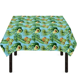 Watercolor Kiwi And Avocado Print Tablecloth Kitchen Home Decor